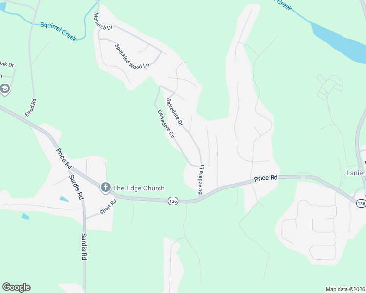 map of restaurants, bars, coffee shops, grocery stores, and more near 4116 Belvedere Circle in Gainesville