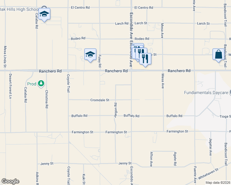 map of restaurants, bars, coffee shops, grocery stores, and more near 7172 Jargon Road in Oak Hills