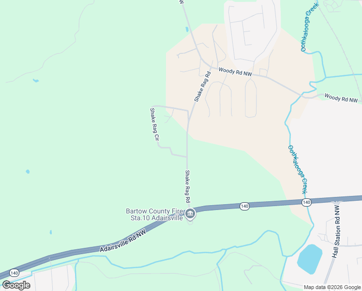 map of restaurants, bars, coffee shops, grocery stores, and more near 85 Shake Rag Road in Adairsville