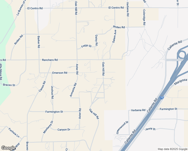 map of restaurants, bars, coffee shops, grocery stores, and more near 7210 Oak Hill Road in Hesperia