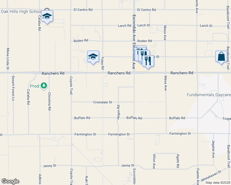 map of restaurants, bars, coffee shops, grocery stores, and more near 7172 Jargon Road in Oak Hills