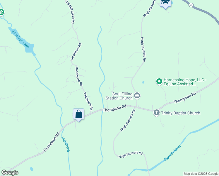 map of restaurants, bars, coffee shops, grocery stores, and more near 148 Hemlock Drive in Dawsonville