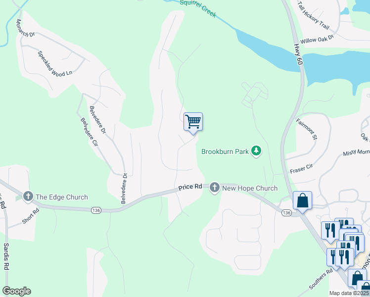 map of restaurants, bars, coffee shops, grocery stores, and more near 3950 Summit Chase in Gainesville