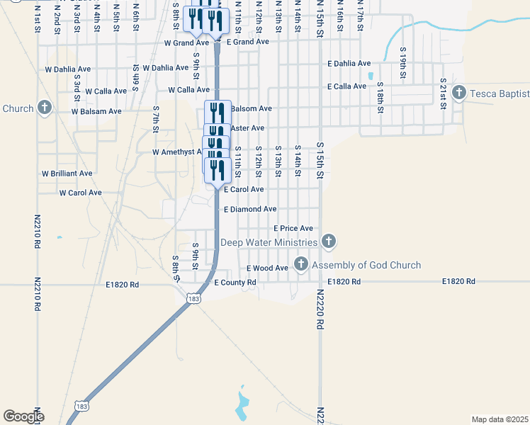 map of restaurants, bars, coffee shops, grocery stores, and more near 817 South 13th Street in Frederick