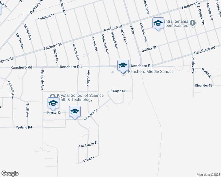 map of restaurants, bars, coffee shops, grocery stores, and more near 11822 El Cajon Drive in Hesperia