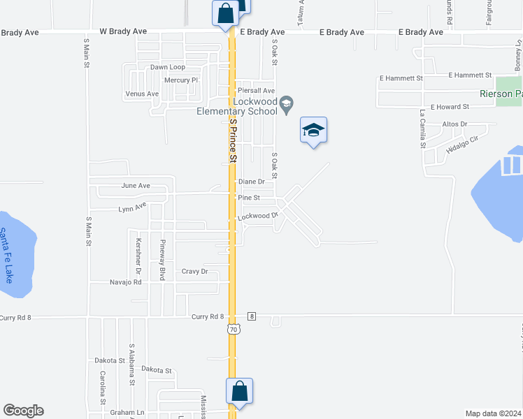 map of restaurants, bars, coffee shops, grocery stores, and more near 124 Lockwood Drive in Clovis