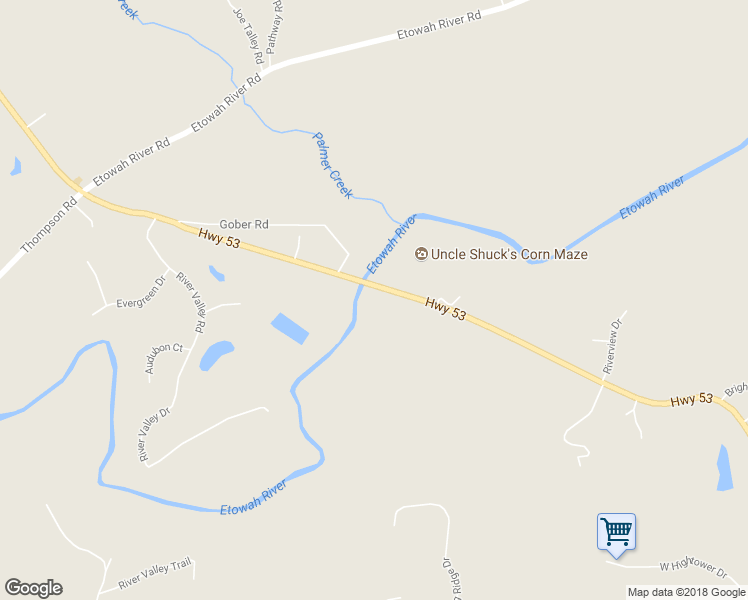 map of restaurants, bars, coffee shops, grocery stores, and more near 5750 Highway 53 in Dawsonville