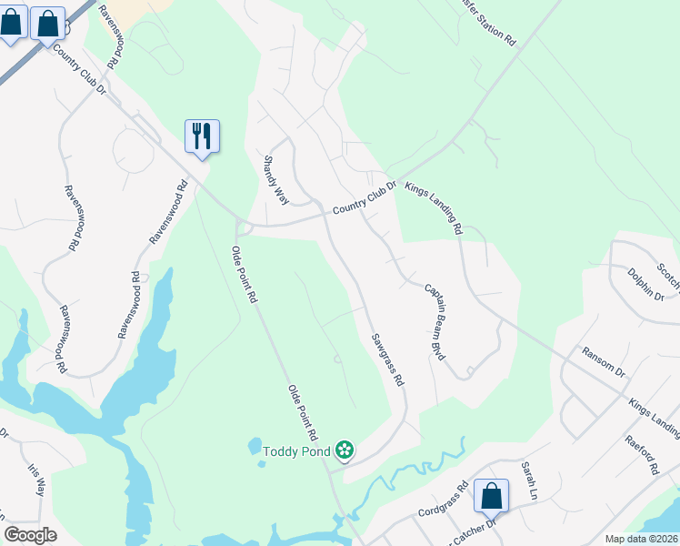 map of restaurants, bars, coffee shops, grocery stores, and more near 709 Sawgrass Road in Hampstead