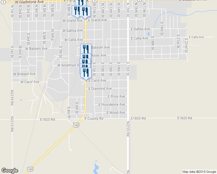 map of restaurants, bars, coffee shops, grocery stores, and more near 817 South 13th Street in Frederick