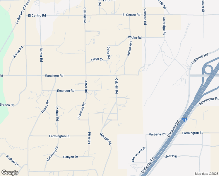 map of restaurants, bars, coffee shops, grocery stores, and more near 7210 Oak Hill Road in Hesperia