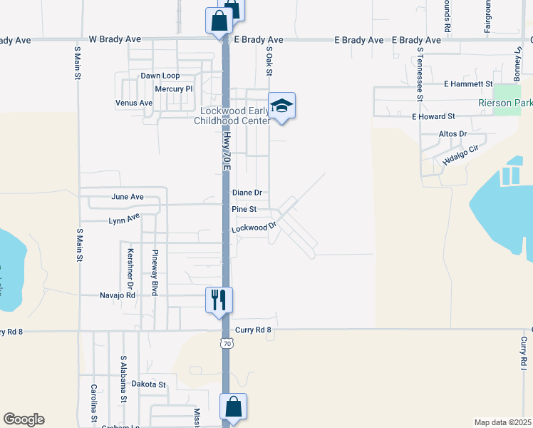 map of restaurants, bars, coffee shops, grocery stores, and more near 300 Pine Street in Clovis