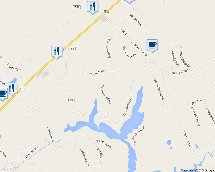 map of restaurants, bars, coffee shops, grocery stores, and more near 241 Ravenswood Road in Hampstead