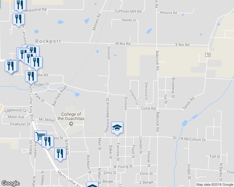 map of restaurants, bars, coffee shops, grocery stores, and more near 606 Collie Road in Malvern