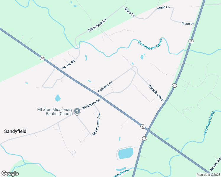 map of restaurants, bars, coffee shops, grocery stores, and more near 106 Andrews Drive in Riegelwood
