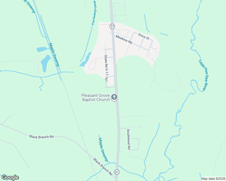 map of restaurants, bars, coffee shops, grocery stores, and more near 1607 South Carolina 57 in Dillon