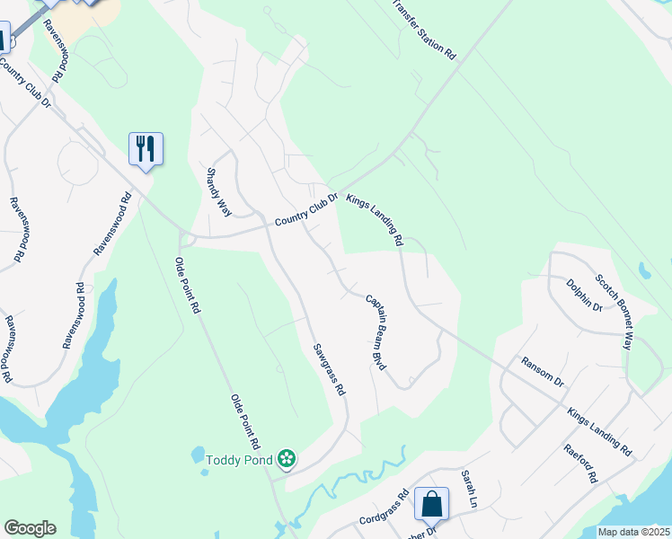 map of restaurants, bars, coffee shops, grocery stores, and more near 15 Captain Beam Boulevard in Hampstead