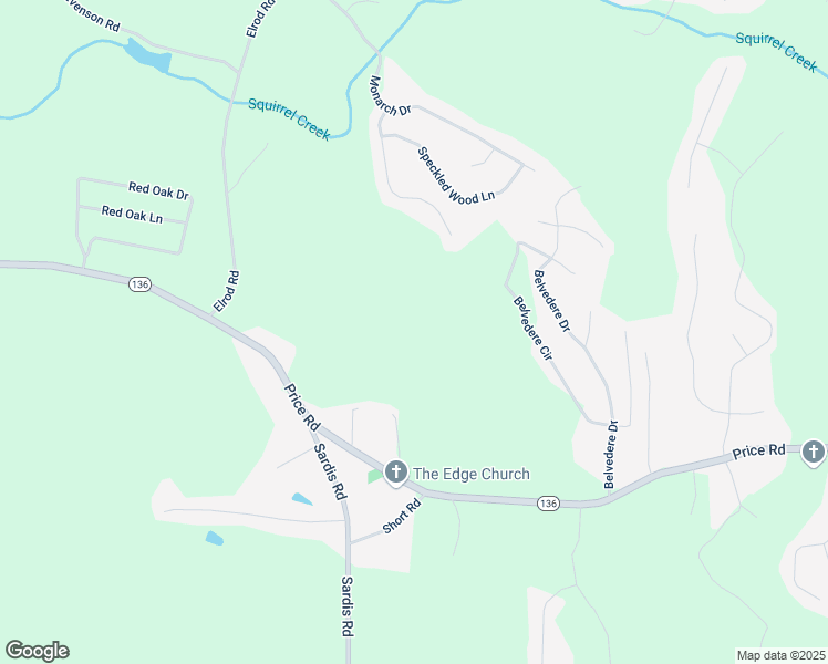 map of restaurants, bars, coffee shops, grocery stores, and more near 4136 Price Road in Gainesville