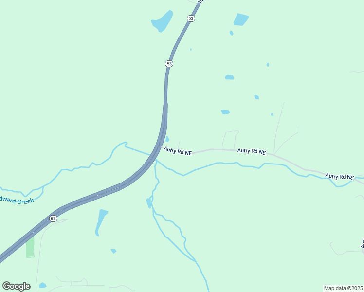 map of restaurants, bars, coffee shops, grocery stores, and more near 61 Autry Road Northeast in Adairsville