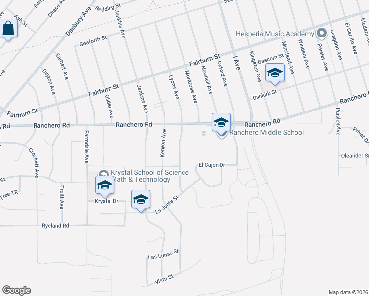 map of restaurants, bars, coffee shops, grocery stores, and more near in Hesperia