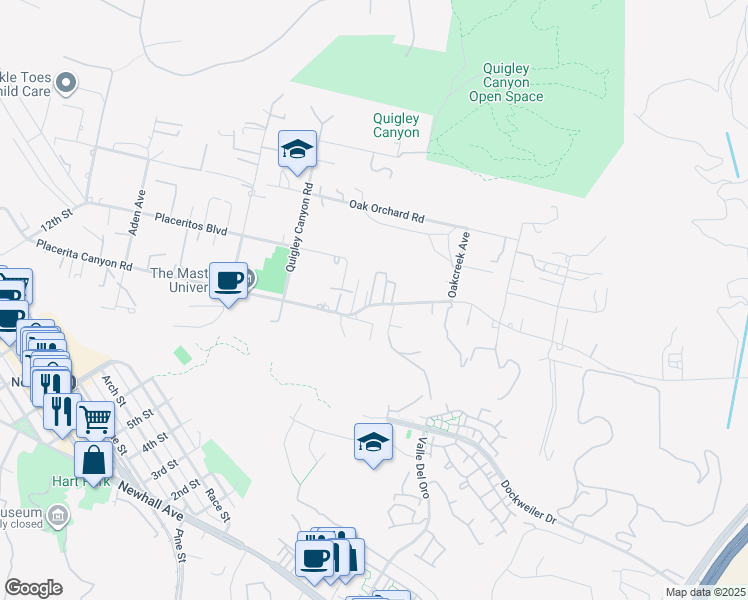 map of restaurants, bars, coffee shops, grocery stores, and more near 21515 Placerita Canyon Road in Santa Clarita