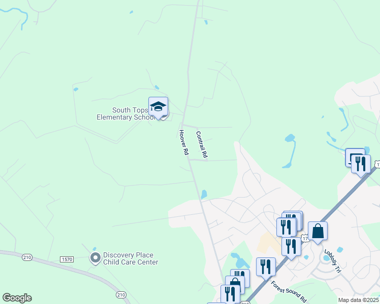 map of restaurants, bars, coffee shops, grocery stores, and more near 814 Hoover Road in Hampstead