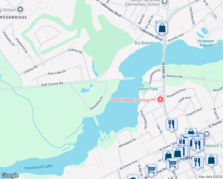 map of restaurants, bars, coffee shops, grocery stores, and more near 916 Sweetbay Drive in Hartsville