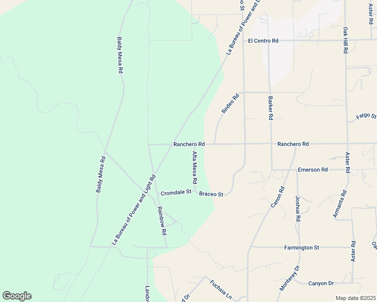 map of restaurants, bars, coffee shops, grocery stores, and more near Alta Mesa Road in Oak Hills