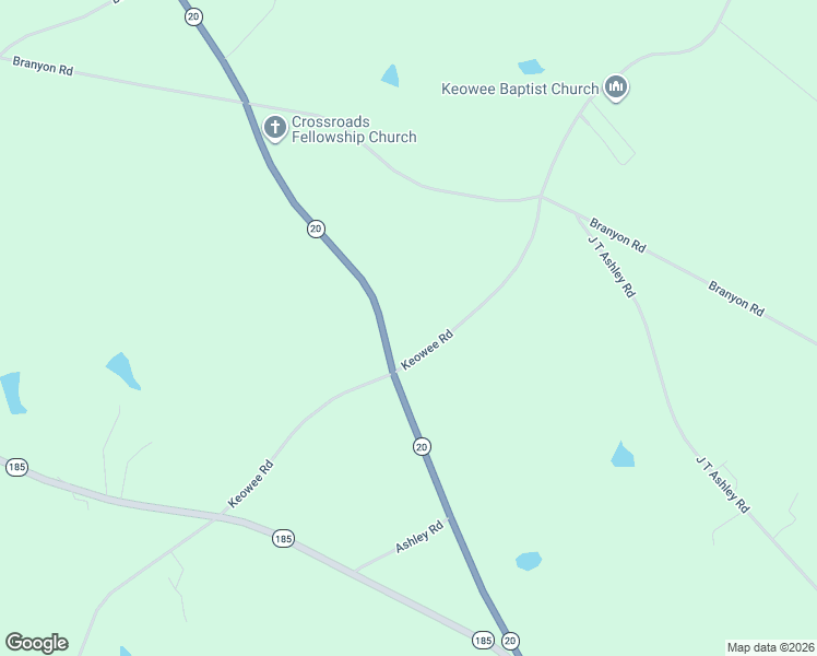 map of restaurants, bars, coffee shops, grocery stores, and more near 7634 South Carolina 20 in Honea Path