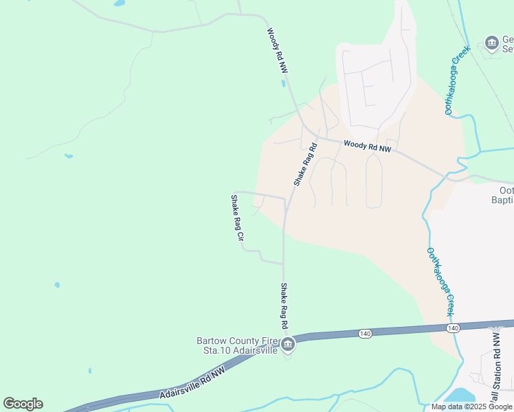 map of restaurants, bars, coffee shops, grocery stores, and more near 122 Shake Rag Circle in Adairsville