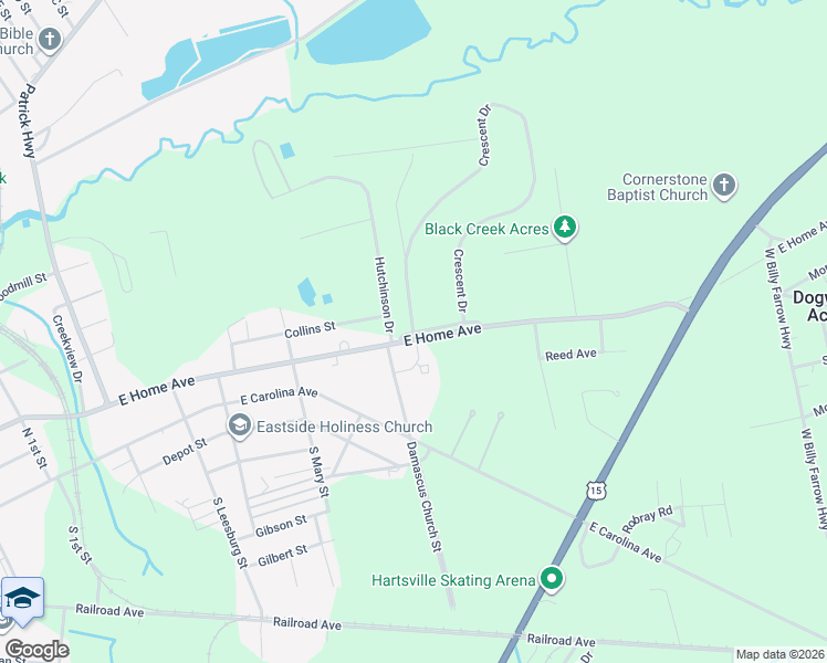 map of restaurants, bars, coffee shops, grocery stores, and more near 1183 Tanglewood Drive in Hartsville
