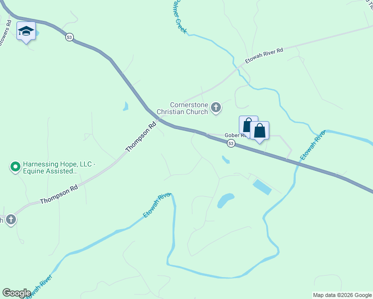map of restaurants, bars, coffee shops, grocery stores, and more near 66 River Valley Rd in Dawsonville