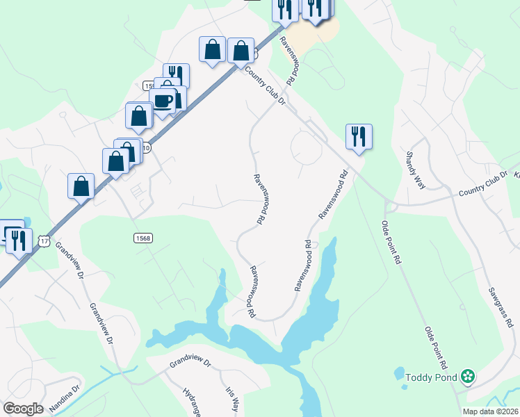 map of restaurants, bars, coffee shops, grocery stores, and more near 230 Ravenswood Road in Hampstead