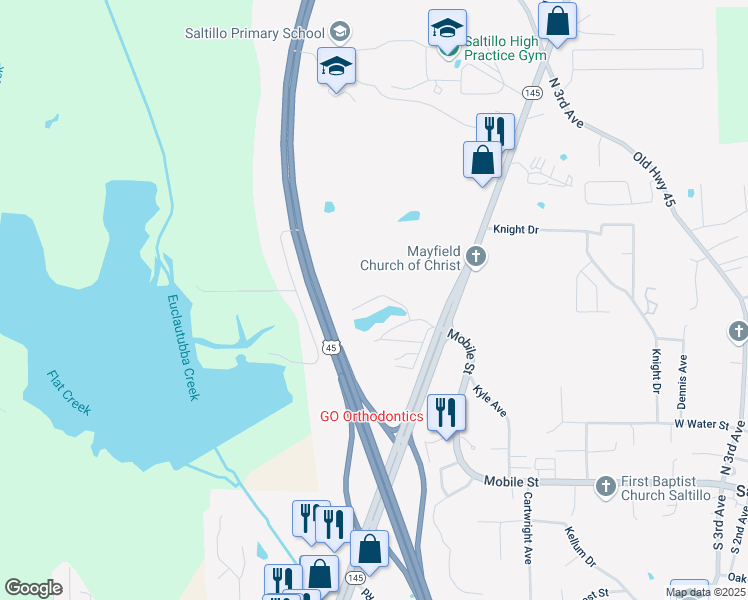 map of restaurants, bars, coffee shops, grocery stores, and more near Northside Drive in Saltillo