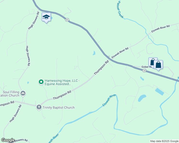 map of restaurants, bars, coffee shops, grocery stores, and more near 64 Wehunt Road in Dawsonville