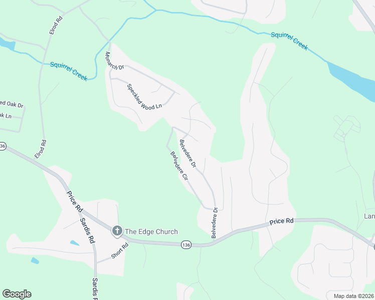 map of restaurants, bars, coffee shops, grocery stores, and more near 4152 Belvedere Drive in Gainesville