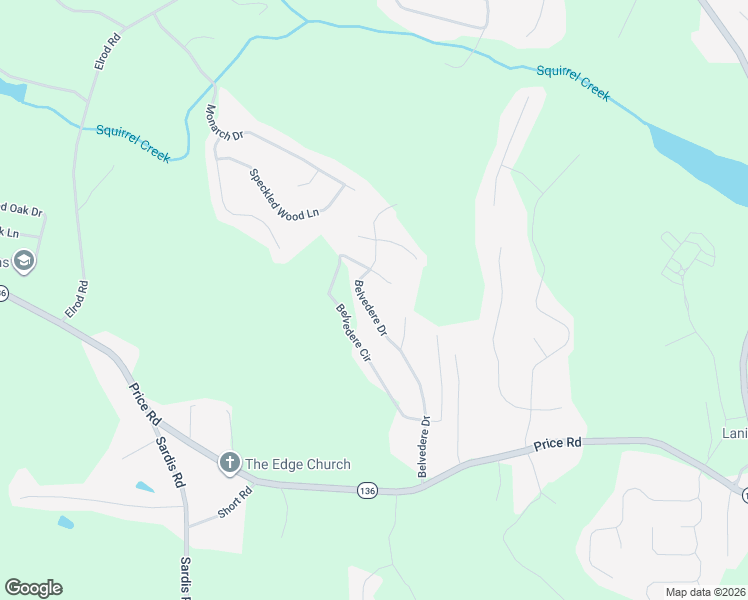 map of restaurants, bars, coffee shops, grocery stores, and more near 4152 Belvedere Drive in Gainesville