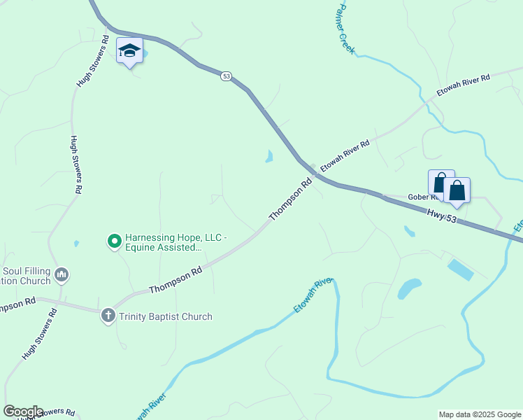 map of restaurants, bars, coffee shops, grocery stores, and more near 64 Wehunt Road in Dawsonville