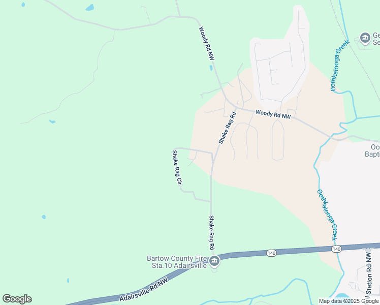 map of restaurants, bars, coffee shops, grocery stores, and more near 122 Shake Rag Circle in Adairsville