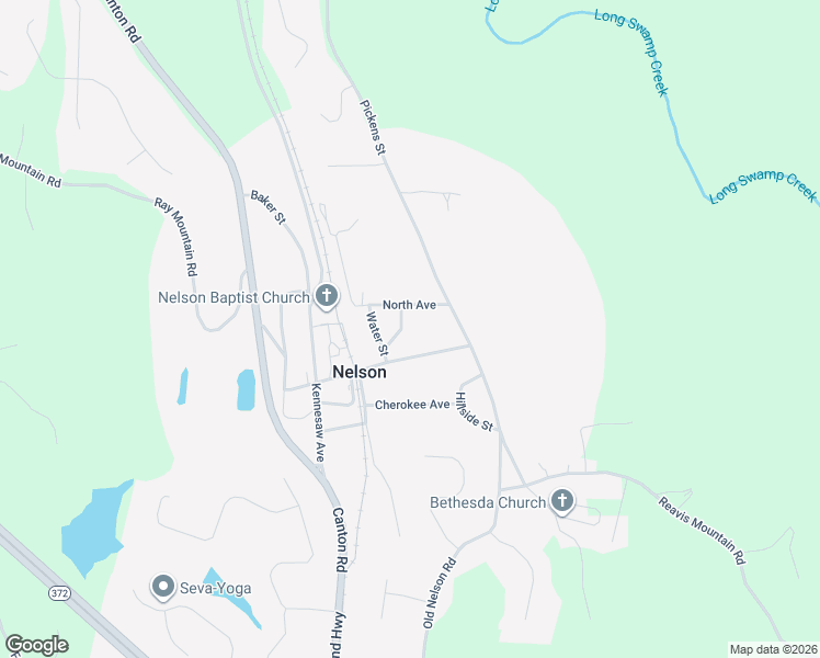 map of restaurants, bars, coffee shops, grocery stores, and more near 65 North Avenue in Ball Ground