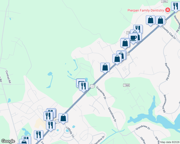 map of restaurants, bars, coffee shops, grocery stores, and more near 70 Coleman Circle in Hampstead