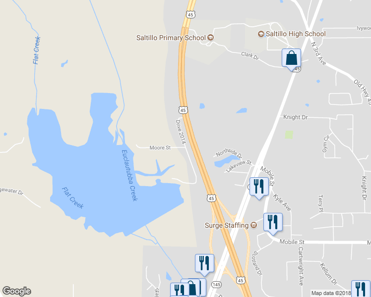 map of restaurants, bars, coffee shops, grocery stores, and more near Drive 2014 in Saltillo