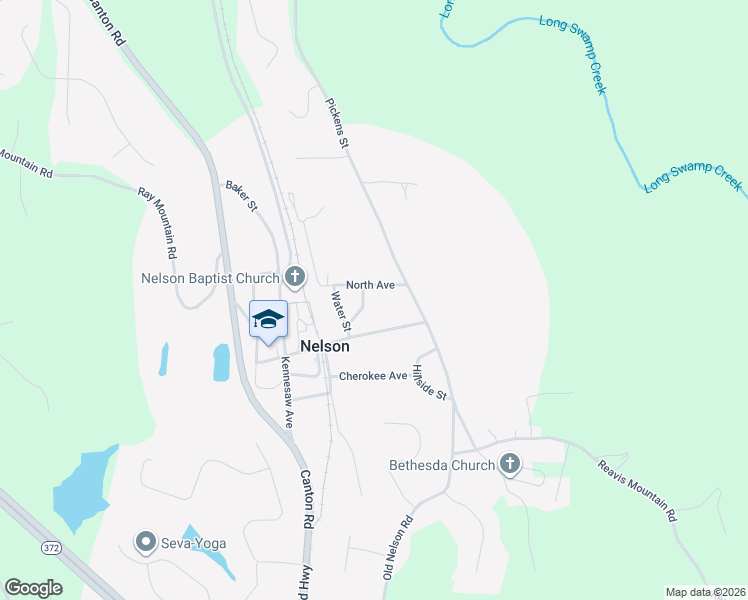 map of restaurants, bars, coffee shops, grocery stores, and more near 65 North Avenue in Ball Ground