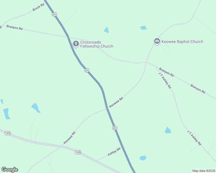 map of restaurants, bars, coffee shops, grocery stores, and more near 7634 South Carolina 20 in Honea Path