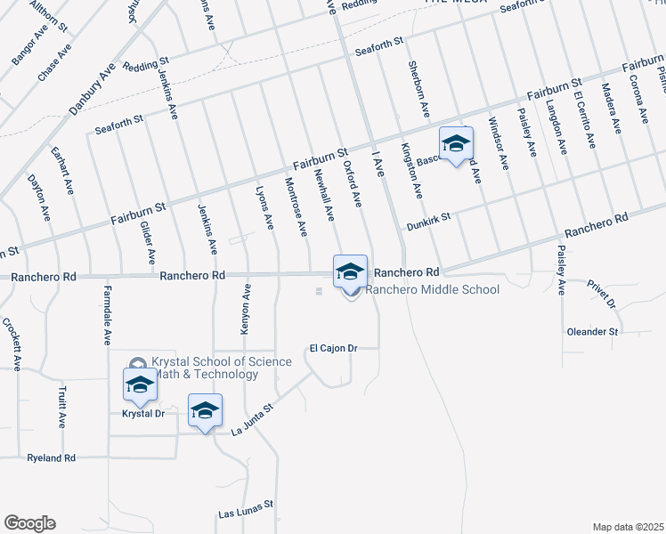 map of restaurants, bars, coffee shops, grocery stores, and more near 7346 Newhall Avenue in Hesperia