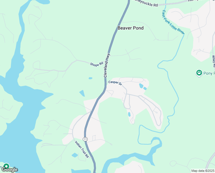 map of restaurants, bars, coffee shops, grocery stores, and more near 3436 Cleveland Highway in Gainesville