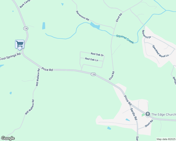 map of restaurants, bars, coffee shops, grocery stores, and more near 4362 Price Road in Gainesville