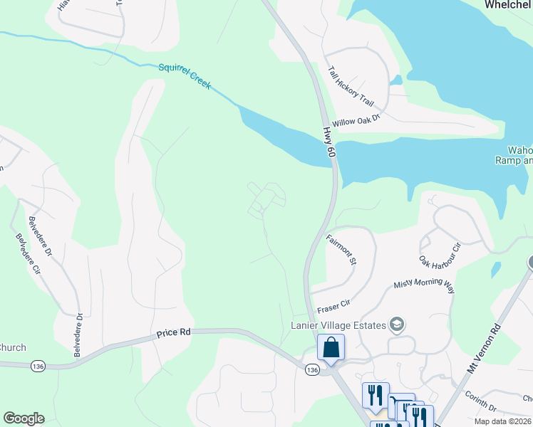 map of restaurants, bars, coffee shops, grocery stores, and more near 3778 Price Road in Gainesville