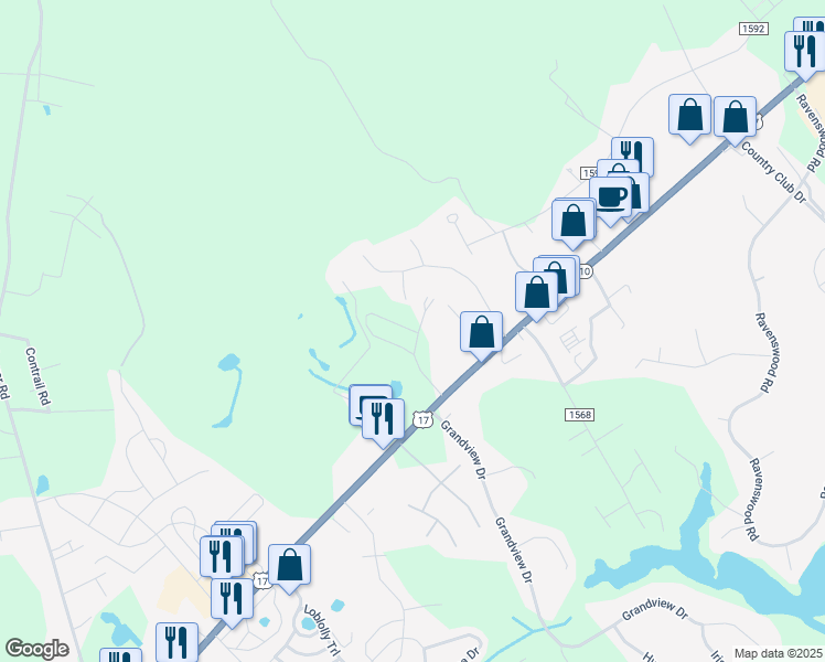map of restaurants, bars, coffee shops, grocery stores, and more near 99 Coleman Circle in Hampstead