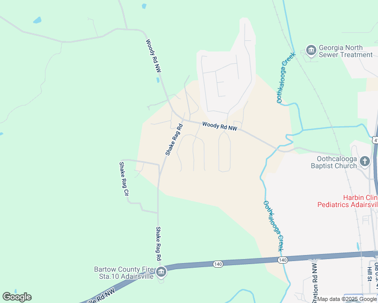 map of restaurants, bars, coffee shops, grocery stores, and more near 30 Arrington Drive in Adairsville