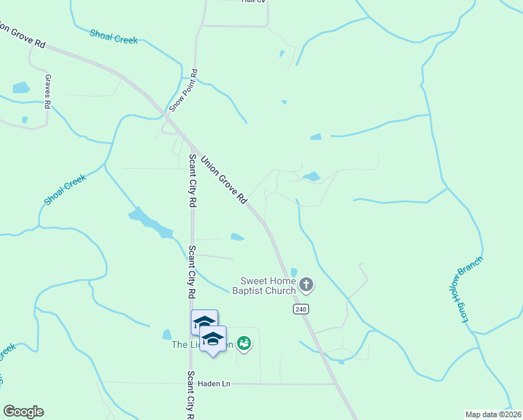 map of restaurants, bars, coffee shops, grocery stores, and more near 1774 Union Grove Road in Guntersville